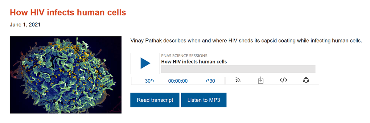 ​ Image PNAS Science Sessions image of podcast by Vinay Pathak 1 June 2021 [Click and drag to move] ​