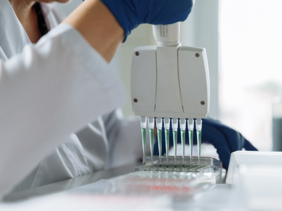 A scientist pipetting