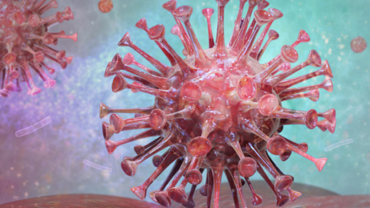 Illustration showing HIV viruses