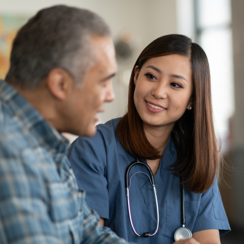 Doctor with patient. 