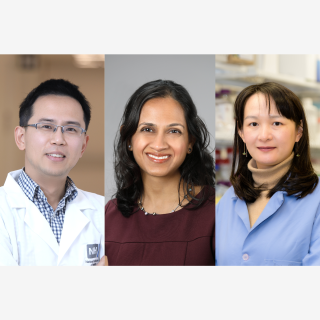 Headshots of Dr. Jiang, Dr. Shah, and Dr. Zhang