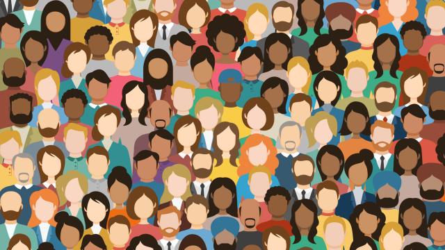 An illustrated crowd of diverse people