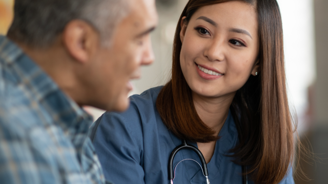 Doctor with patient. 