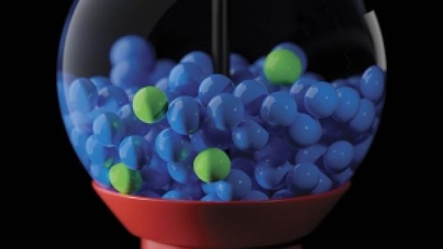 Like this gumball machine, tumors are highly heterogeneous and a few specialized cells (green) drive tumor growth.