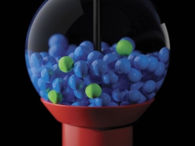 Like this gumball machine, tumors are highly heterogeneous and a few specialized cells (green) drive tumor growth.