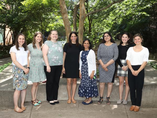 A picture of the shah research team in the Clinical Center courtyard.