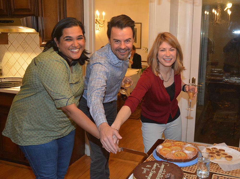 Celebration at the Yarchoan house on Nov 10, 2019 of Laurie Krug joining HAMB as a Stadtman Fellow PI, Joe Ziegelbauer attaining NIH Tenure, and Ramya Ramaswami being selected as a Physician-Scientist Early Investigator.