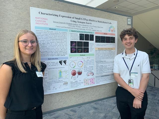 NIH SIP Poster Day, Aug. 2, 2024  L-R Elizabeth Goodwin, Sawyer Grunwell