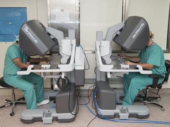 Doctors using a machine.